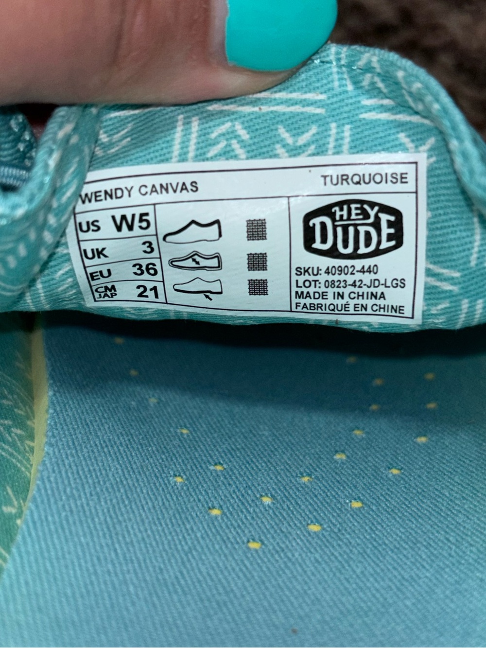 Hey Dude Wendy Canvas Turquoise Size 5 Slip On Shoes New Women’s - Picture 7 of 8